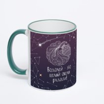 Кружка с зеленой ручкой и ободком