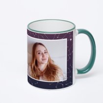 Кружка с зеленой ручкой и ободком