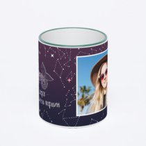 Кружка с зеленой ручкой и ободком