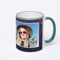 Кружка с зеленой ручкой и ободком