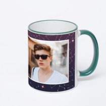 Кружка с зеленой ручкой и ободком