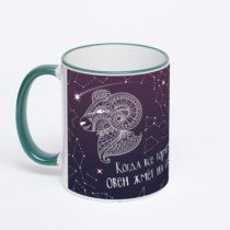 Кружка с зеленой ручкой и ободком