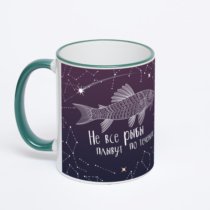 Кружка с зеленой ручкой и ободком