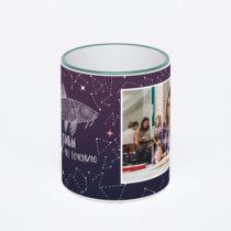 Кружка с зеленой ручкой и ободком