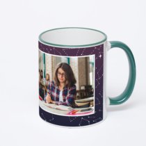 Кружка с зеленой ручкой и ободком