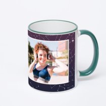 Кружка с зеленой ручкой и ободком