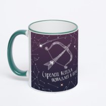 Кружка с зеленой ручкой и ободком