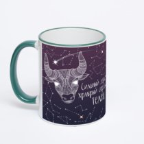 Кружка с зеленой ручкой и ободком