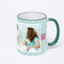 Кружка с зеленой ручкой и ободком