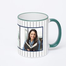 Кружка с зеленой ручкой и ободком