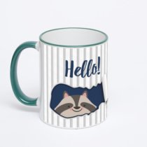 Кружка с зеленой ручкой и ободком