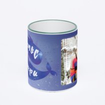 Кружка с зеленой ручкой и ободком