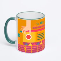 Кружка с зеленой ручкой и ободком