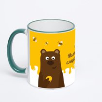 Кружка с зеленой ручкой и ободком