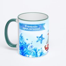 Кружка с зеленой ручкой и ободком