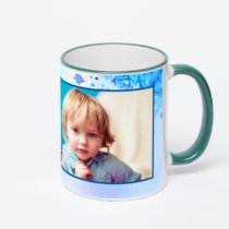 Кружка с зеленой ручкой и ободком