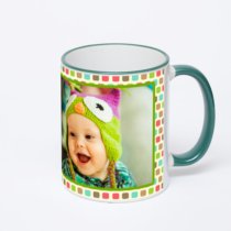 Кружка с зеленой ручкой и ободком