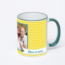 Кружка с зеленой ручкой и ободком