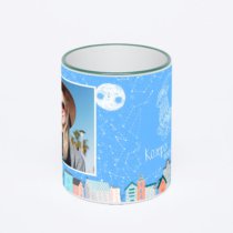 Кружка с зеленой ручкой и ободком