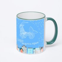 Кружка с зеленой ручкой и ободком