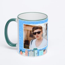 Кружка с зеленой ручкой и ободком