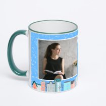 Кружка с зеленой ручкой и ободком