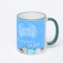 Кружка с зеленой ручкой и ободком