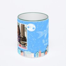 Кружка с зеленой ручкой и ободком