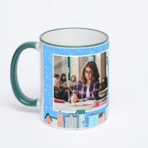 Кружка с зеленой ручкой и ободком