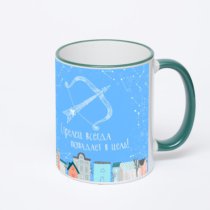 Кружка с зеленой ручкой и ободком