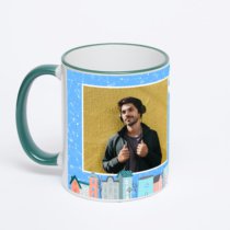 Кружка с зеленой ручкой и ободком