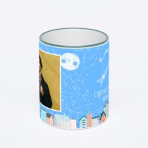 Кружка с зеленой ручкой и ободком