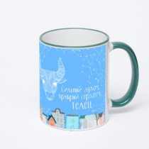 Кружка с зеленой ручкой и ободком