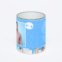 Кружка с зеленой ручкой и ободком