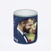 Кружка с зеленой ручкой и ободком