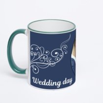 Кружка с зеленой ручкой и ободком