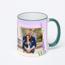 Кружка с зеленой ручкой и ободком