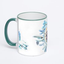 Кружка с зеленой ручкой и ободком