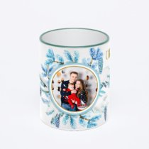 Кружка с зеленой ручкой и ободком