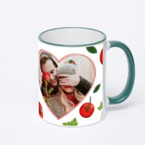 Кружка с зеленой ручкой и ободком