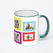 Кружка с зеленой ручкой и ободком