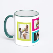 Кружка с зеленой ручкой и ободком