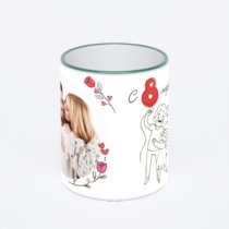 Кружка с зеленой ручкой и ободком