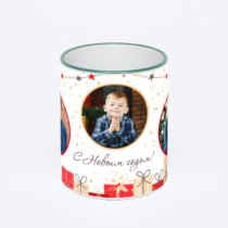 Кружка с зеленой ручкой и ободком