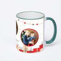 Кружка с зеленой ручкой и ободком