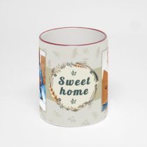 Кружка с бордовой ручкой и ободком