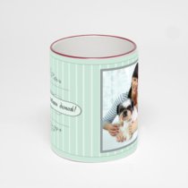 Кружка с бордовой ручкой и ободком