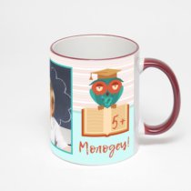 Кружка с бордовой ручкой и ободком