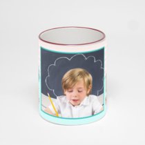 Кружка с бордовой ручкой и ободком