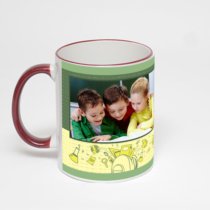 Кружка с бордовой ручкой и ободком